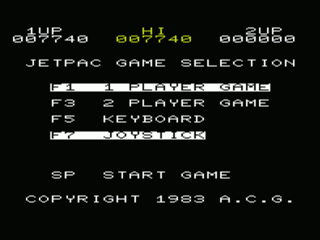 Jetpac title screen for Vic-20